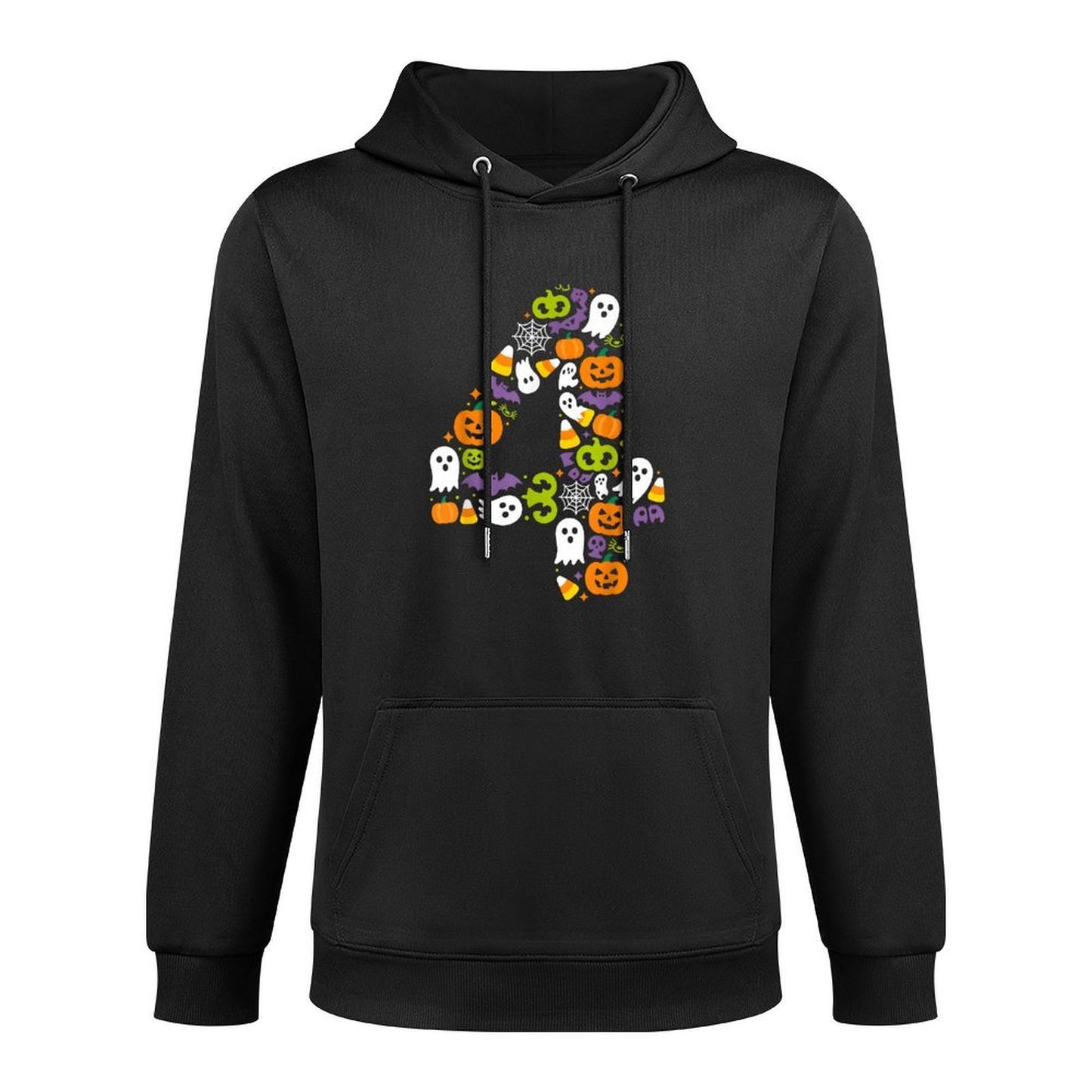Halloween Birthday Number Four Pumpkin Ghost Kids Breathable Fabric Hoodie