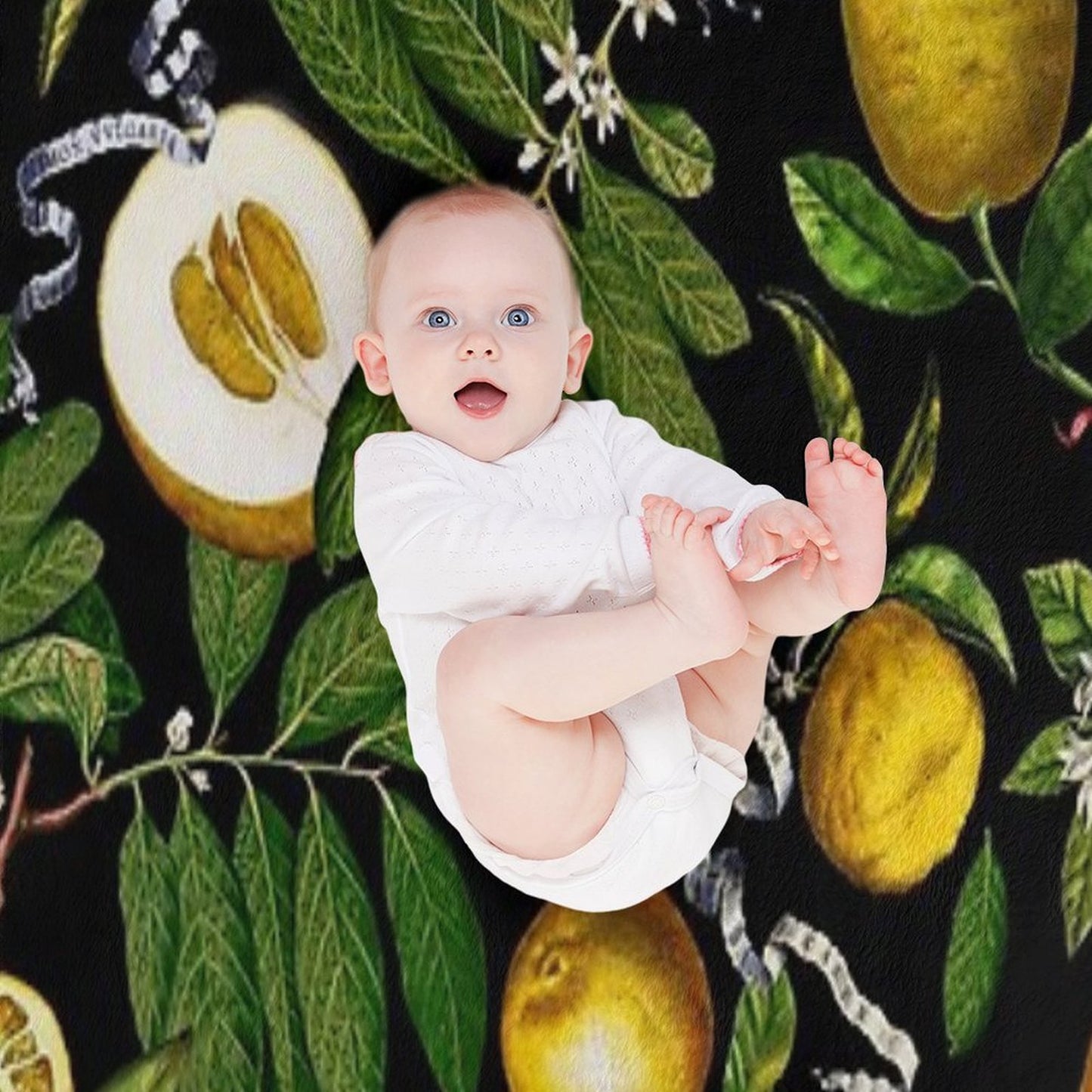 Lemon Tree - Black Throw Blanket
