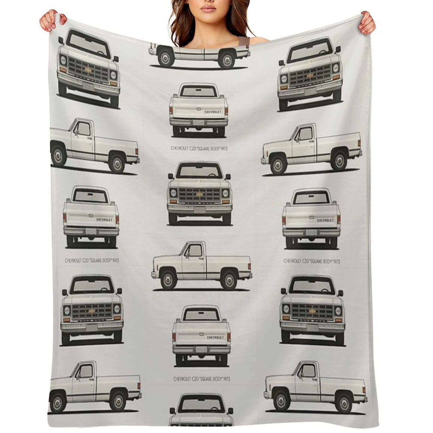 1973 C20 Square Body – Classic Chevy Pickup Triple-View Throw Blanket