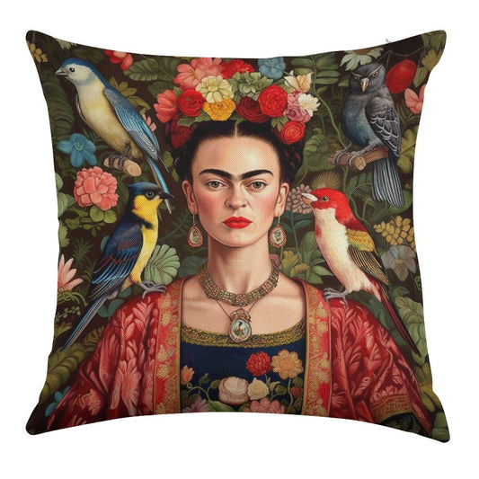 Frida Kahlo 7 Linen Throw Pillow Cover