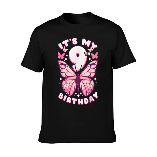 9th Birthday, Girl 9 Years, Butterflies And Number 9 T-Shirt