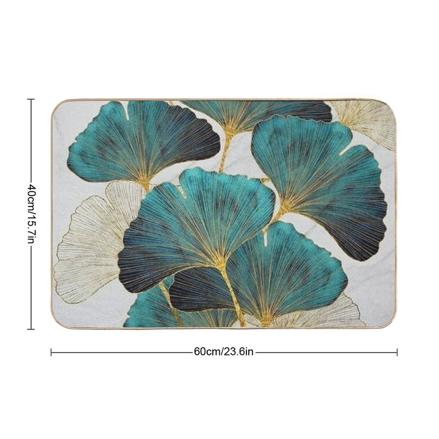 Golden Turquoise Roses Bath Mat