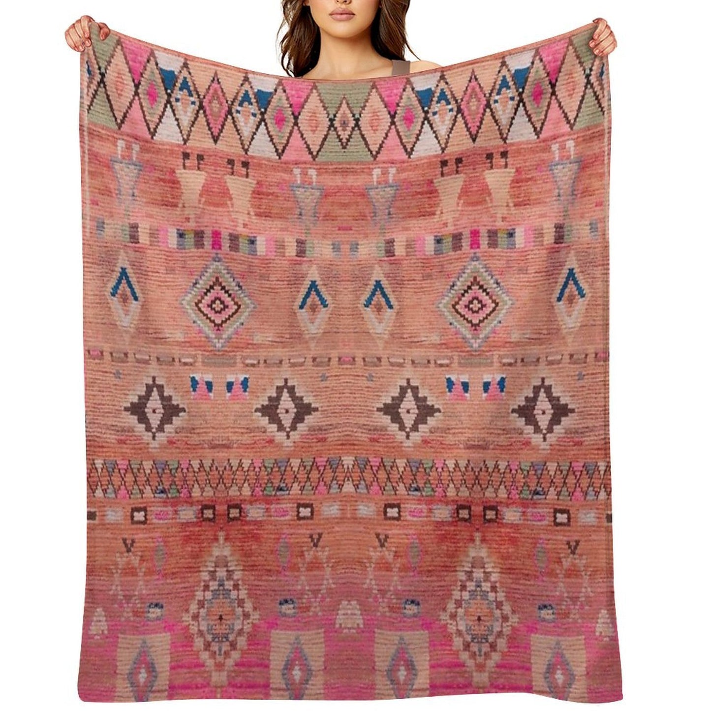 Traditional Moroccan Berber Rug Design Throw Blanket