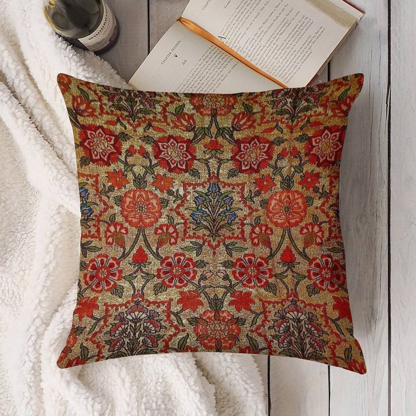 Ancient Turkish Tapestry Linen Throw Pillow Cover