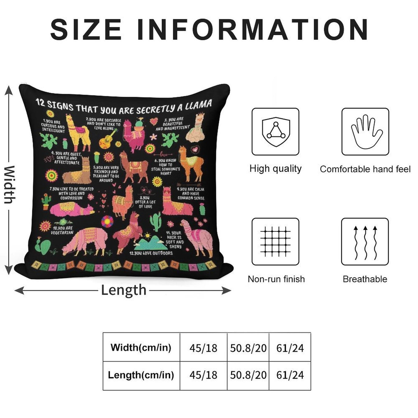 12 Signs That You Are Secretly A Llama Gifts For Llama Lovers Soft Shrink-Resistant Throw Pillow
