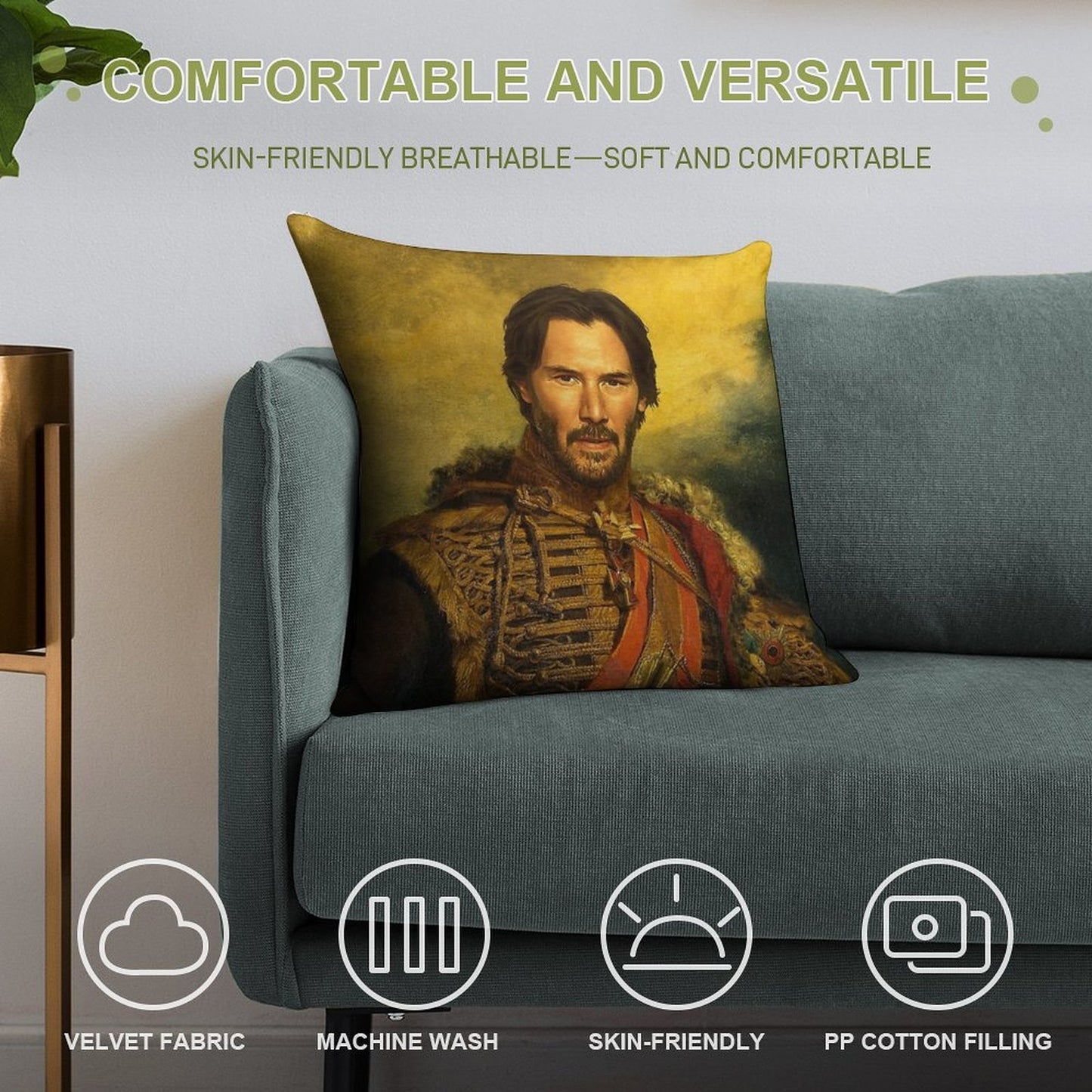 Keanu Reeves - Replaceface Soft Skin-Friendly Throw Pillow