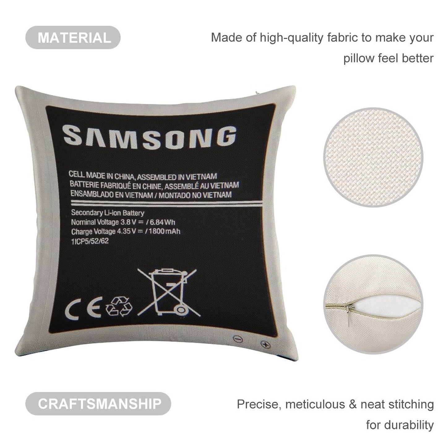 Swollen Battery Premium Linen Throw Pillow Cover
