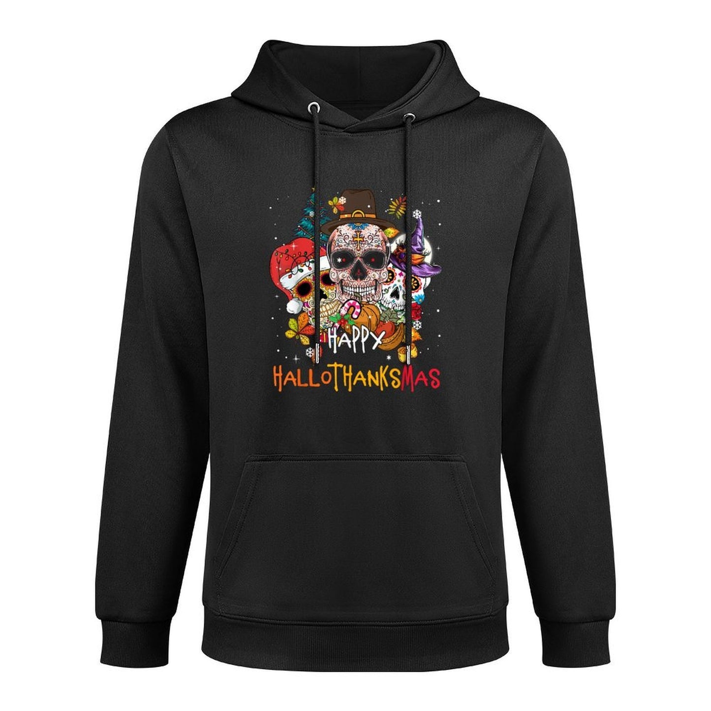 Sugar-Skull Skeleton Halloween Xmas Happy Hallothanksmas Versatile Streetwear Hoodie