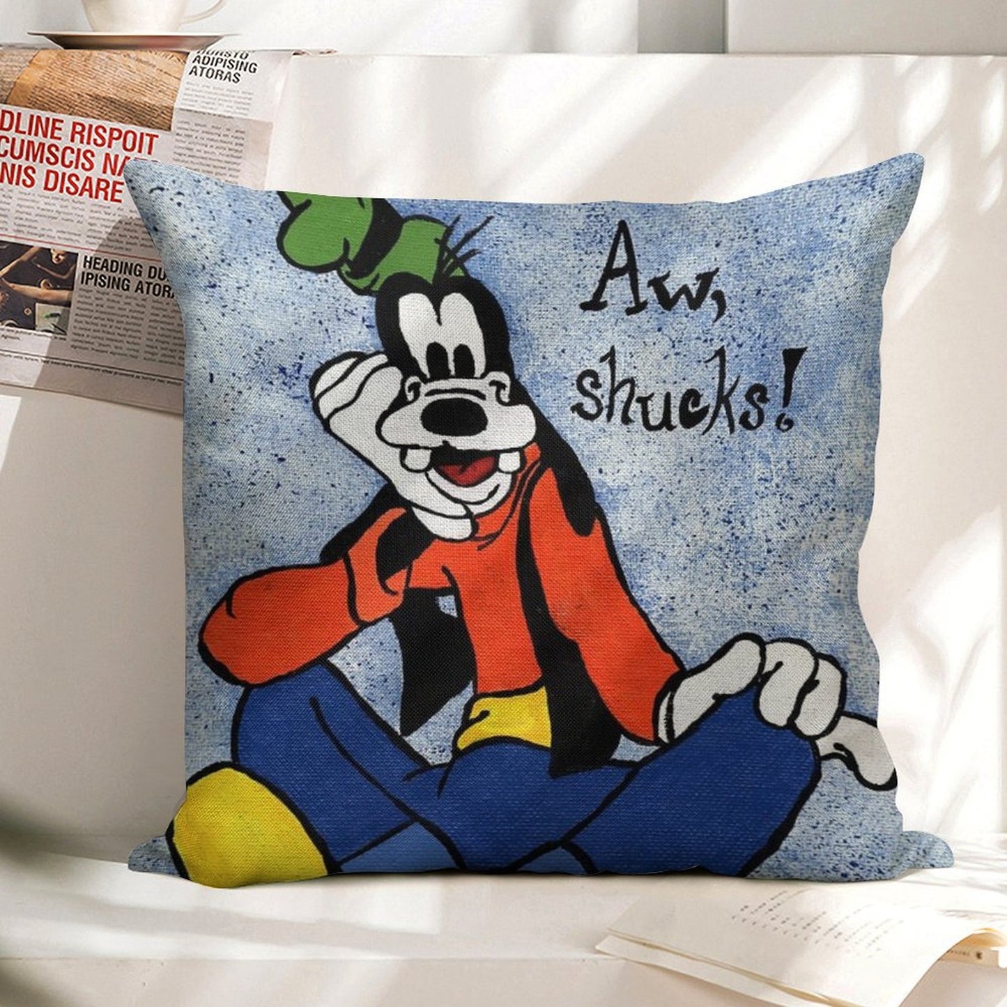 Goofy Painting Linen Throw Pillow Cover