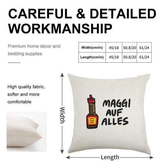 Maggi Auf Alles (Deutsch) Linen Throw Pillow Cover