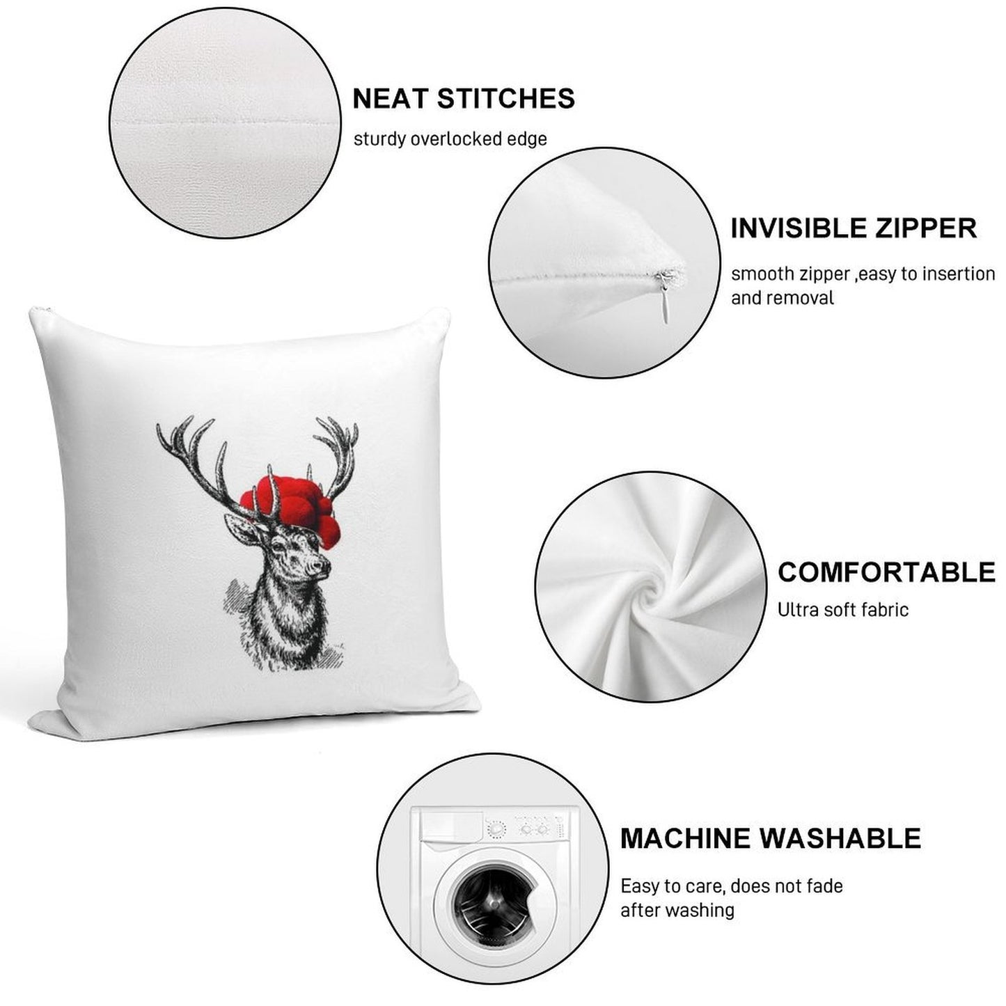 Deer with A Pollen Hat Soft Style Accent Throw Pillow