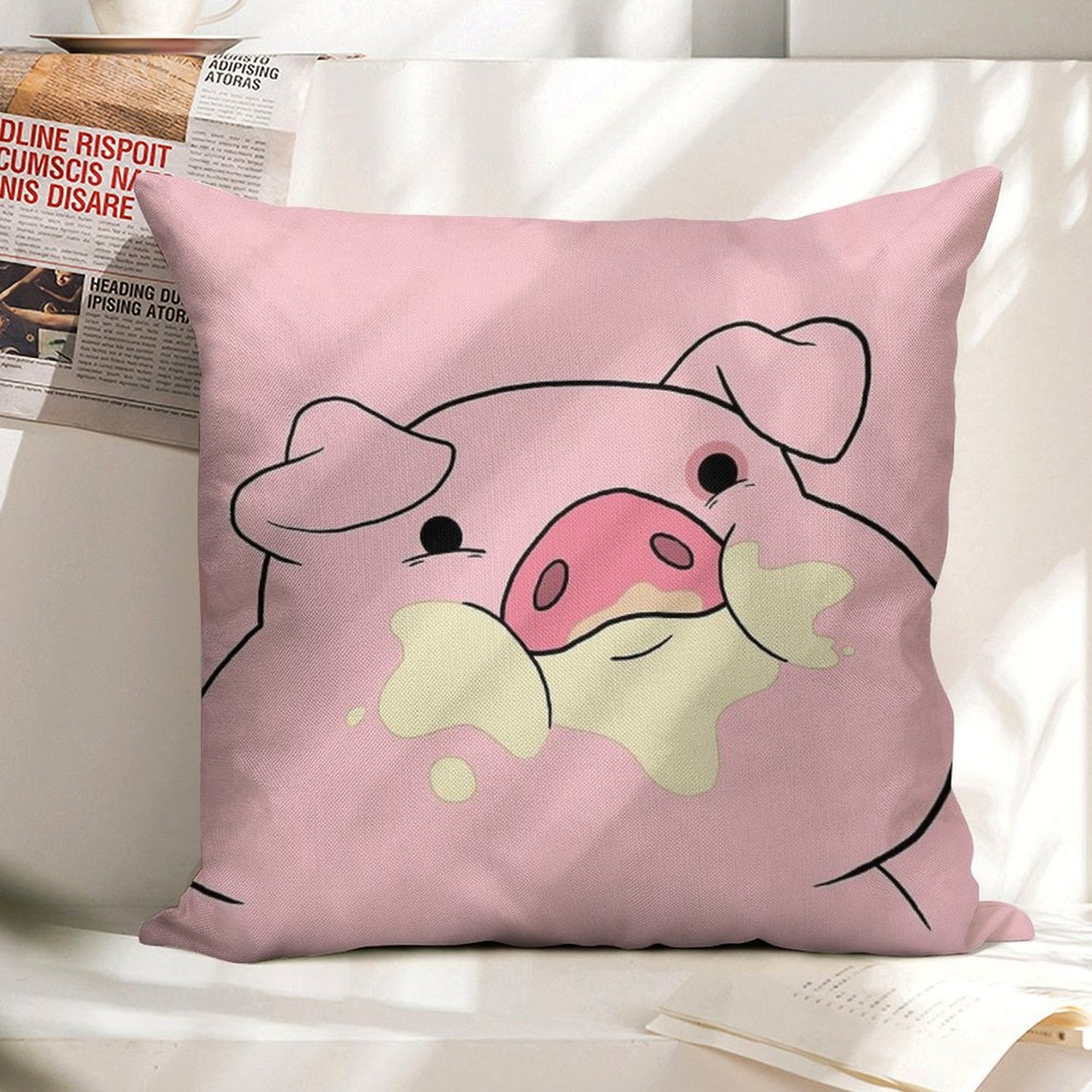 Waddles The Pig From Gravity Falls Linen Throw Pillow Cover