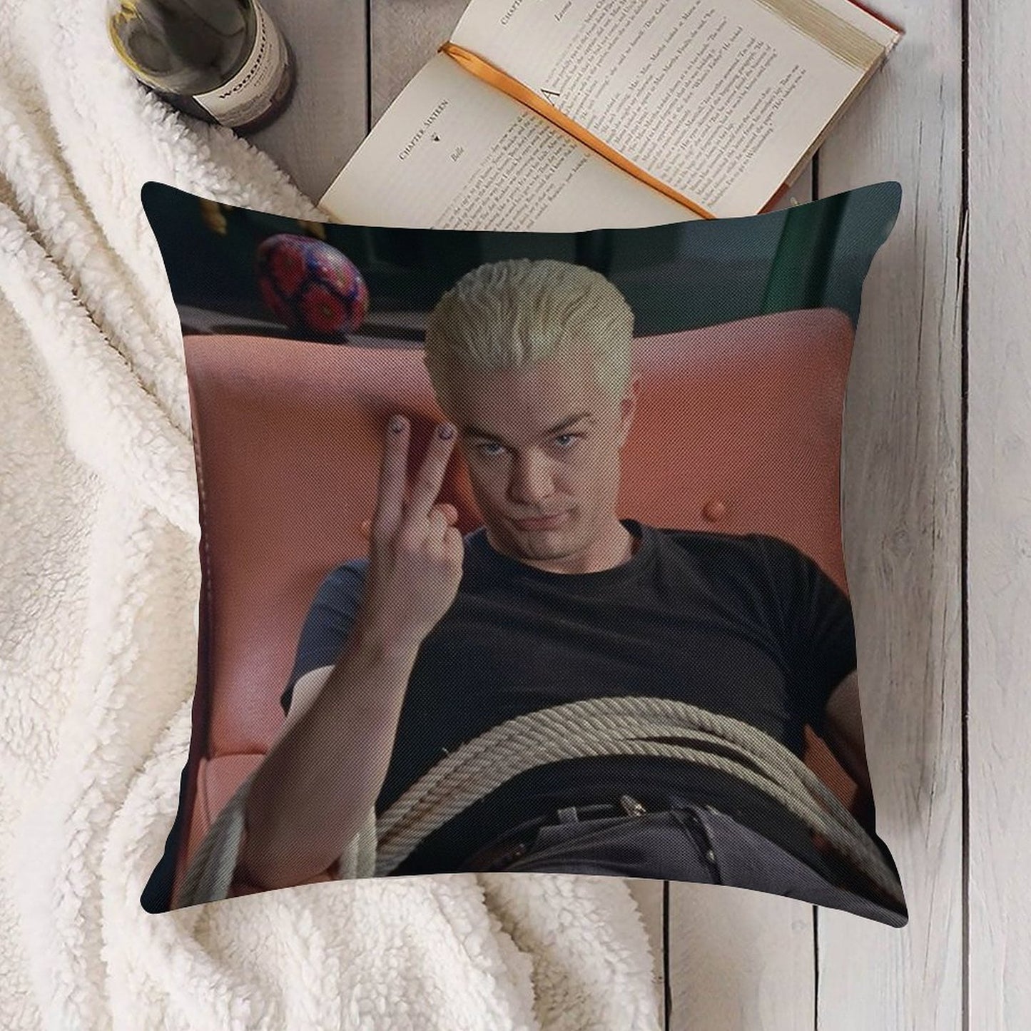 Spike Peace Sign Buffy The Vampire Slayer Linen Throw Pillow Cover