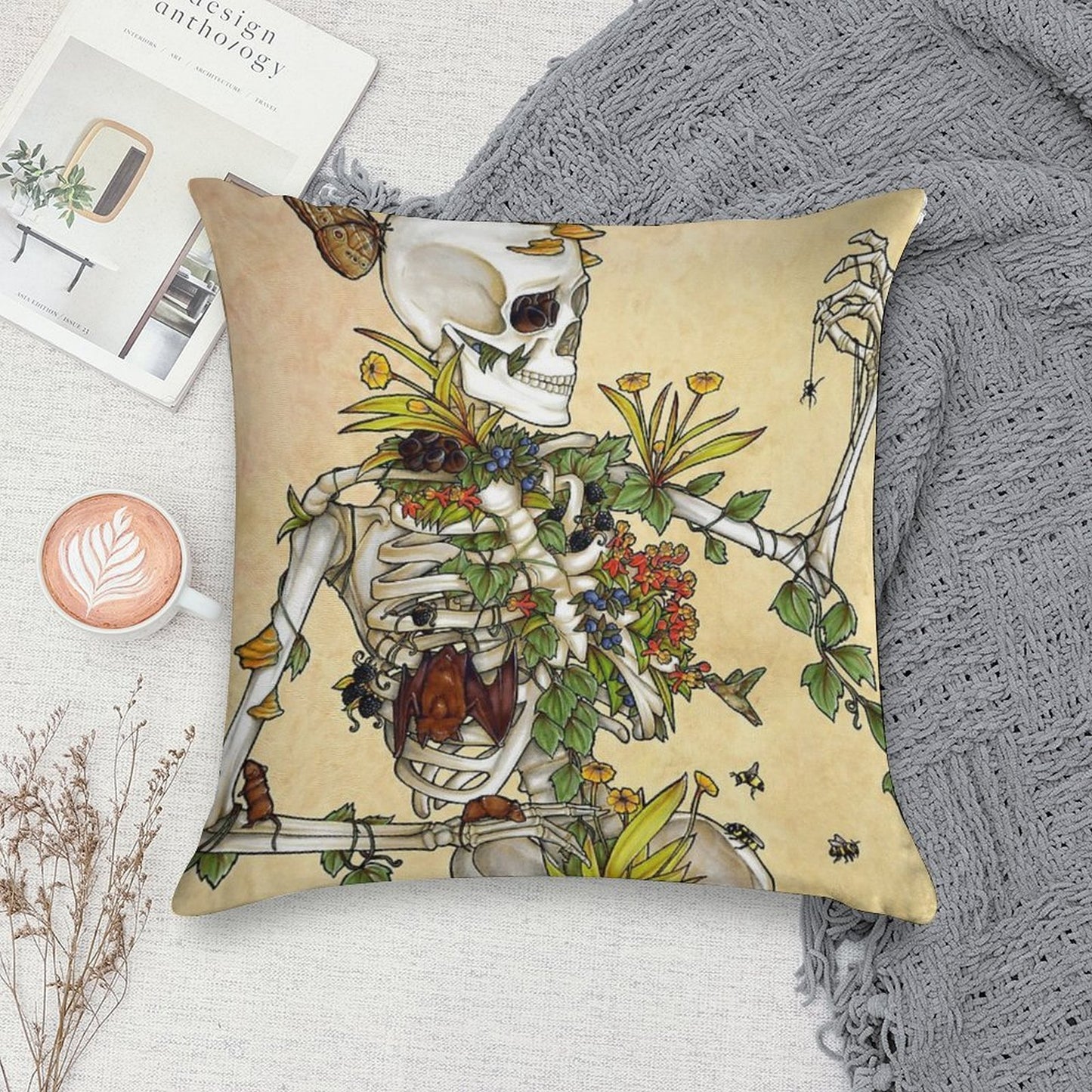 Bones And Botany Soft Shrink-Resistant Throw Pillow