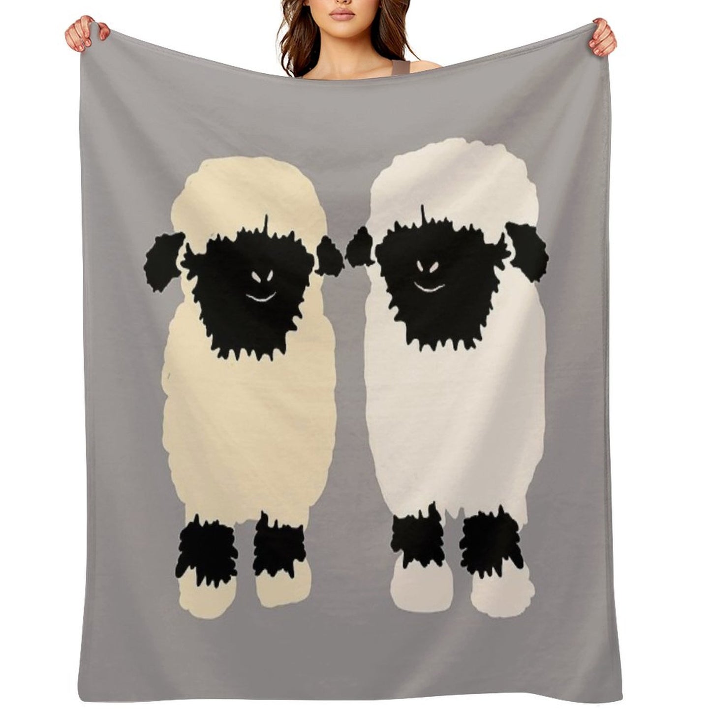 Valais Black Nose Sheep Friends Throw Blanket