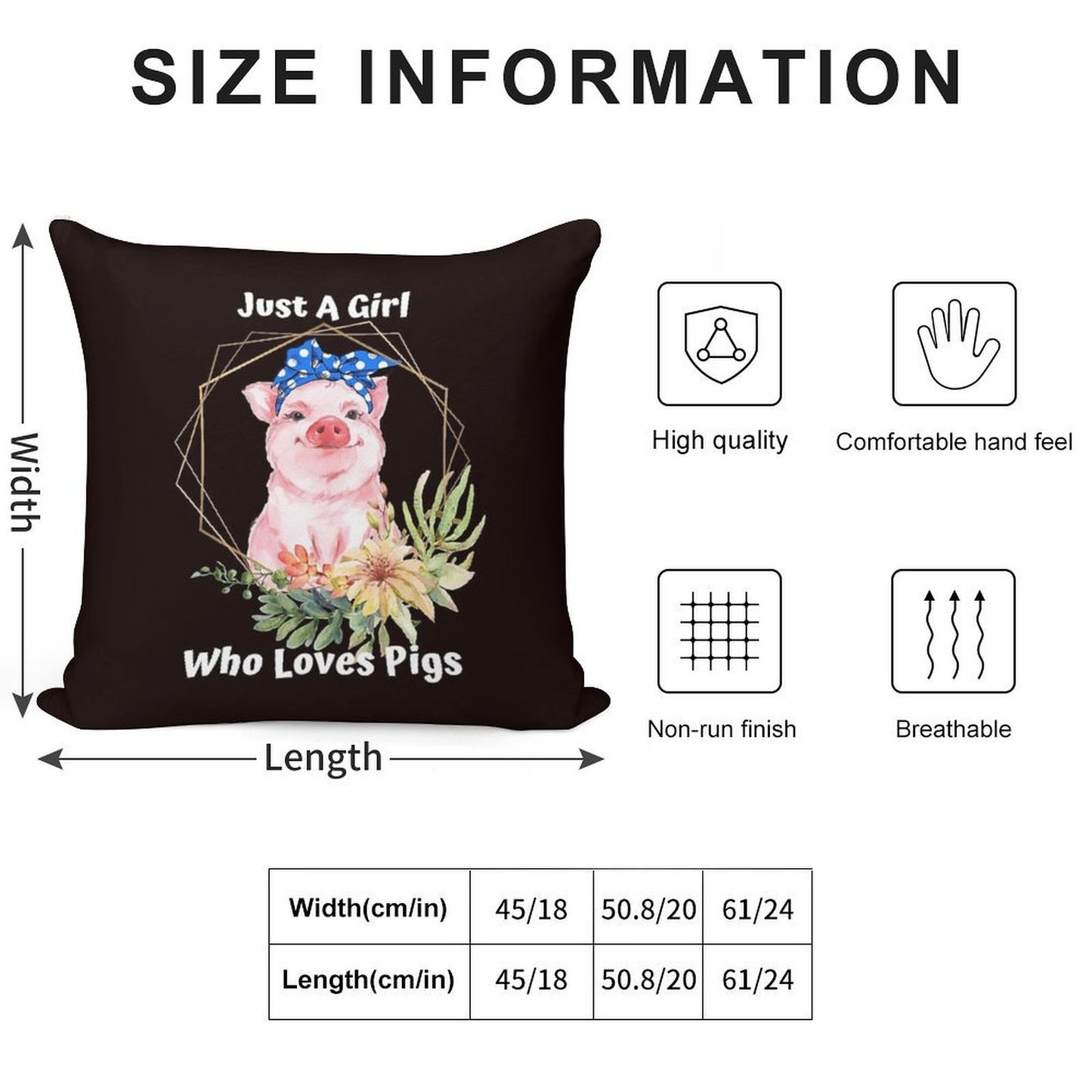 Just A Girl Who Loves Pigs Soft High-Density Material Throw Pillow
