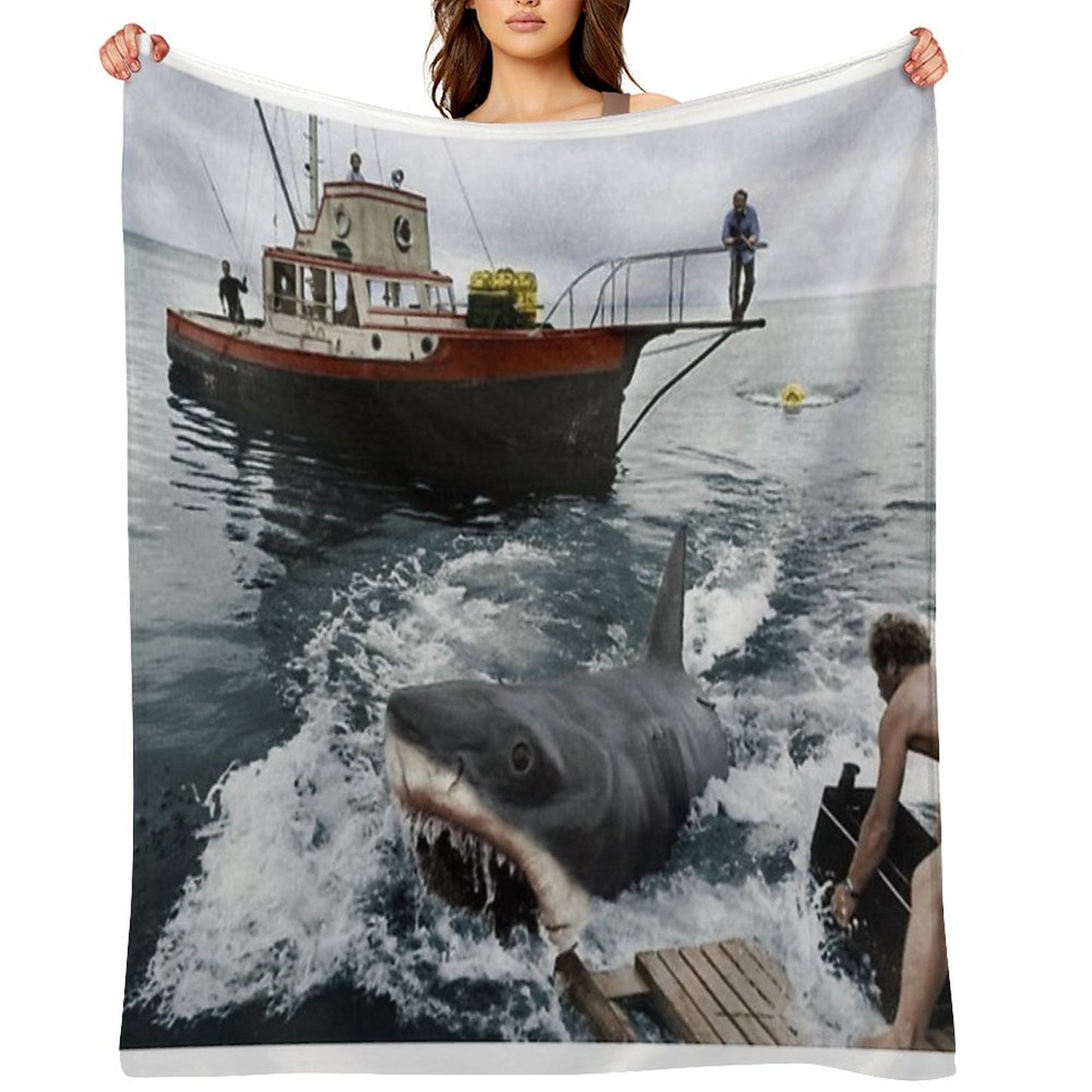 Jaws Photography Throw Blanket