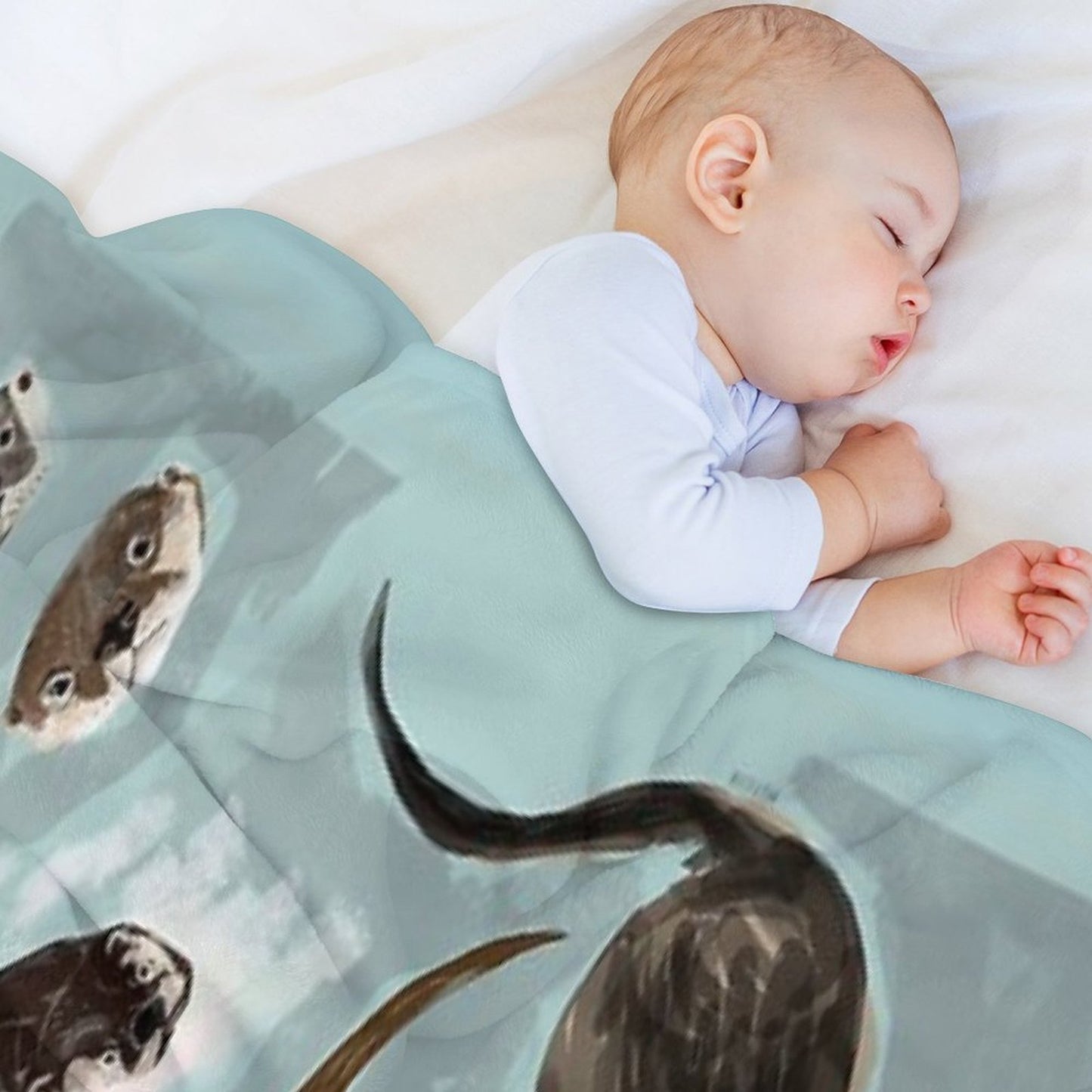 New World Otters Throw Blanket