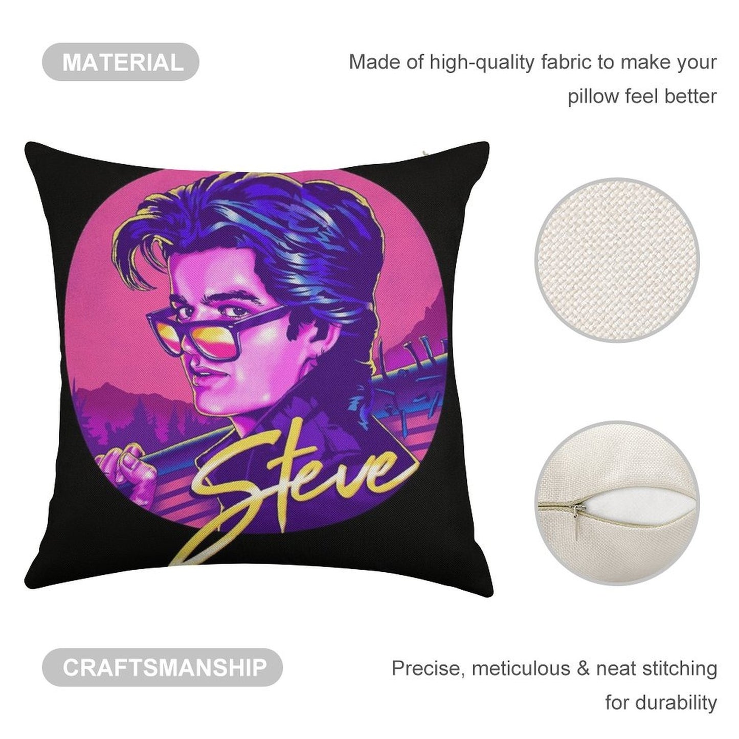 Stranger Things Steve Harrington  Available on Mask Linen Throw Pillow Cover