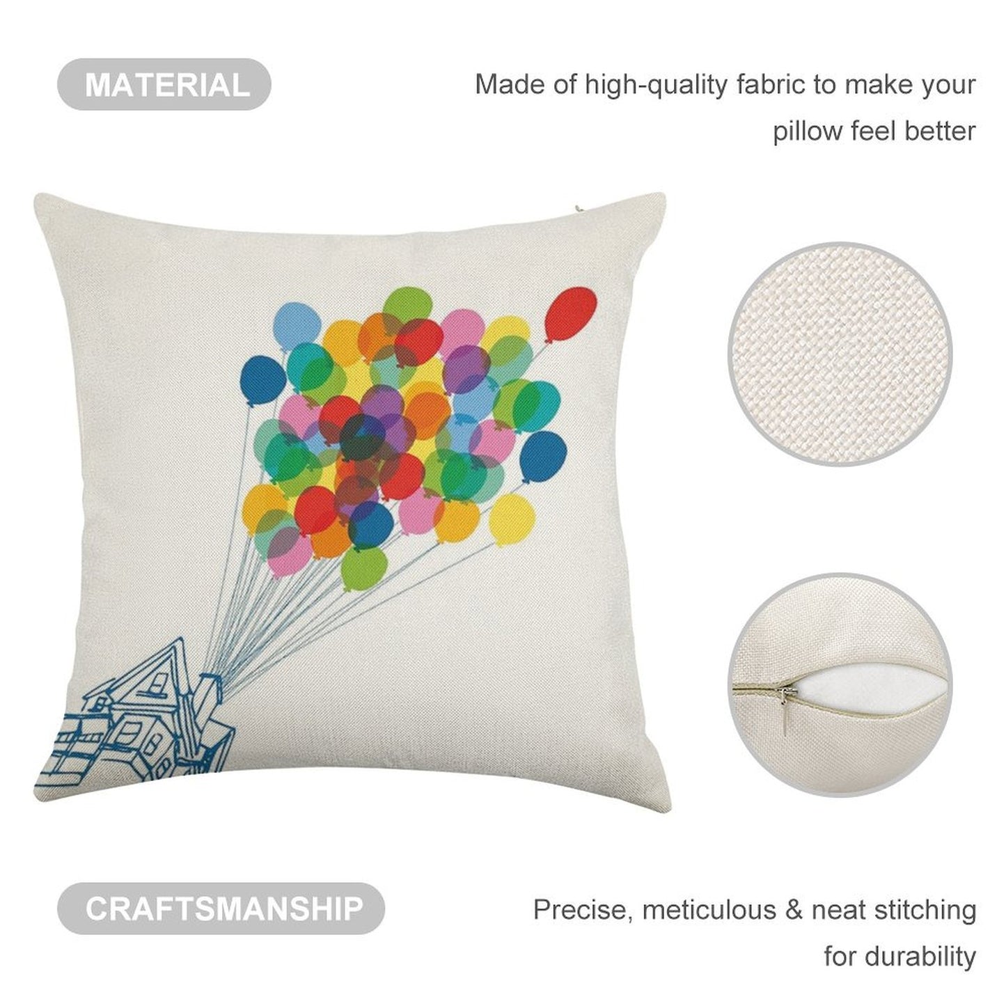 Up There - Up Linen Throw Pillow Cover
