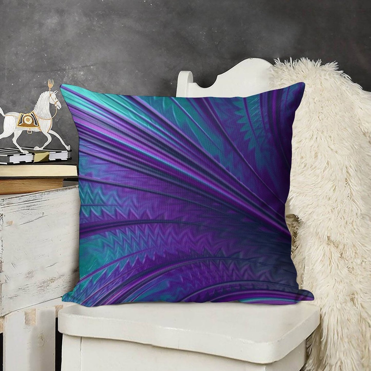 Abstract in Blue And Purple Linen Throw Pillow Cover