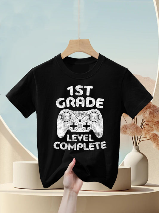 Kids 1st Grade Level Complete Video Gamer Boy Graduation Kids T-Shirt