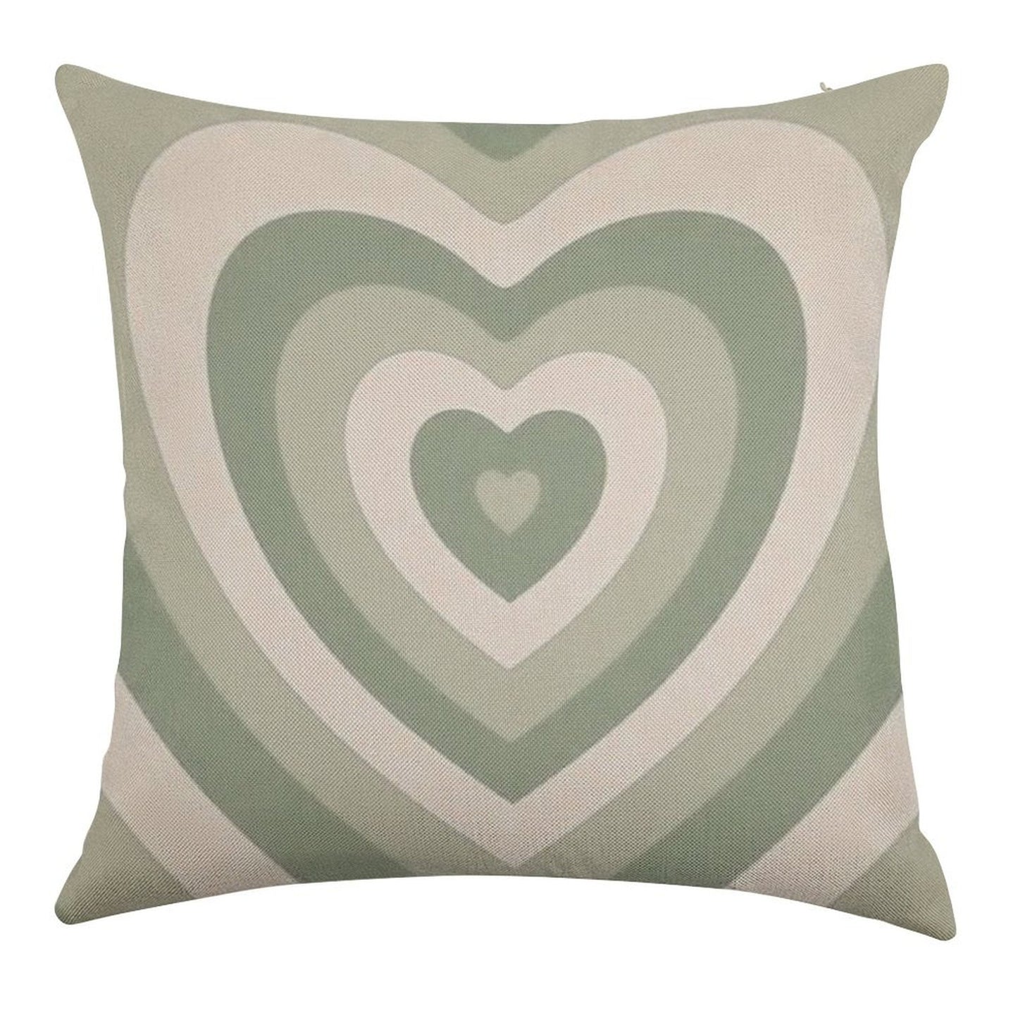 Sage Green Heart Linen Throw Pillow Cover