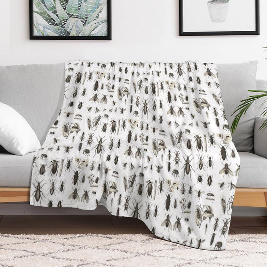 Many Different Bugs Vintage Entomology Throw Blanket