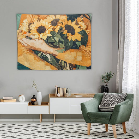 Holding Sunflowers Tapestry