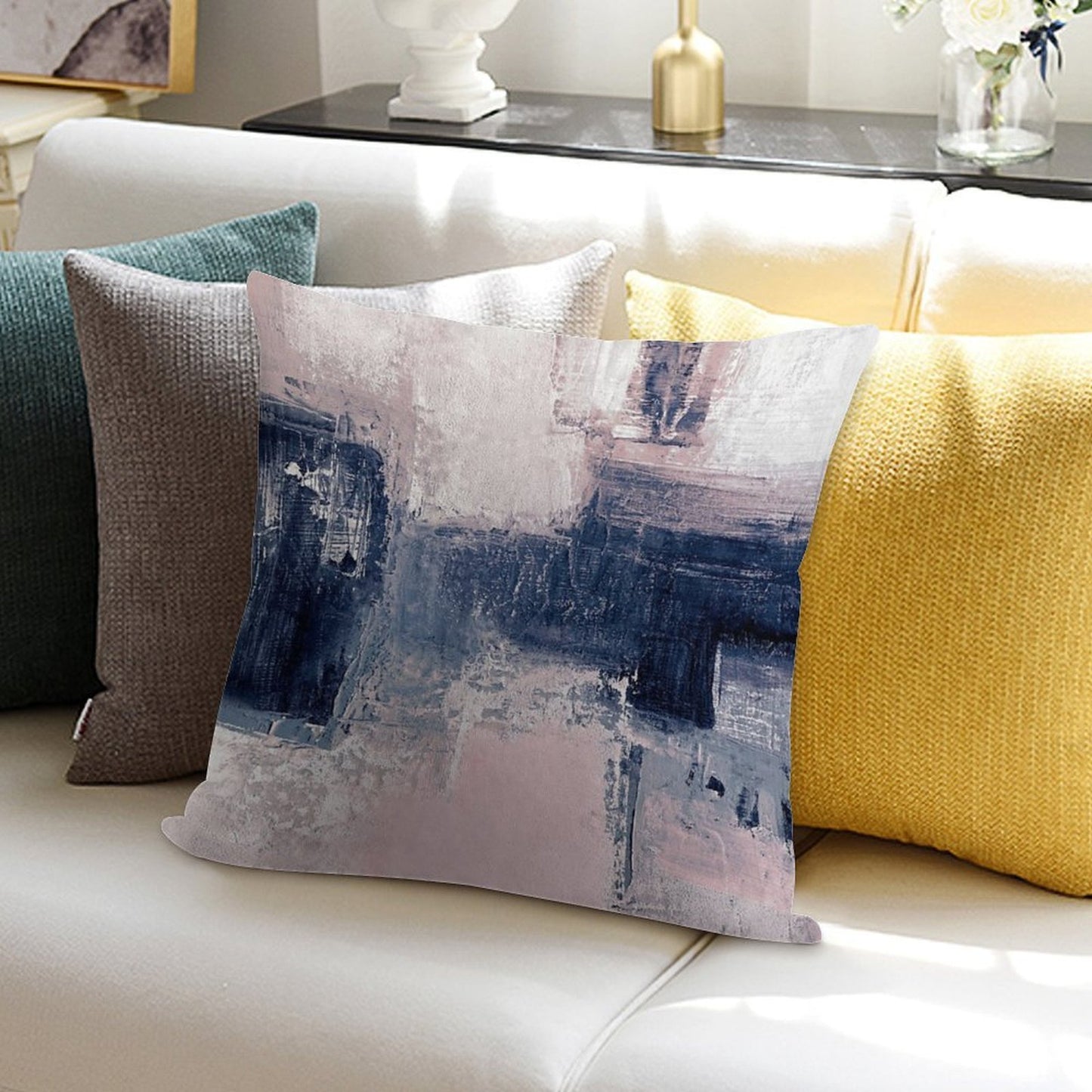 Pink And Navy 2 Soft Ultra-Soft Texture Throw Pillow