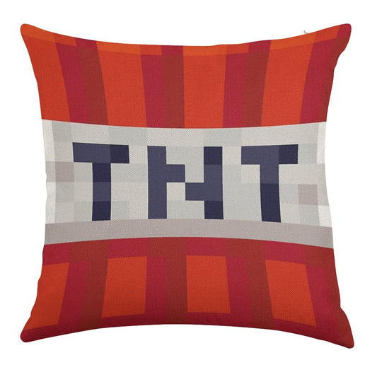 Minecraft TNT Block Linen Throw Pillow Cover