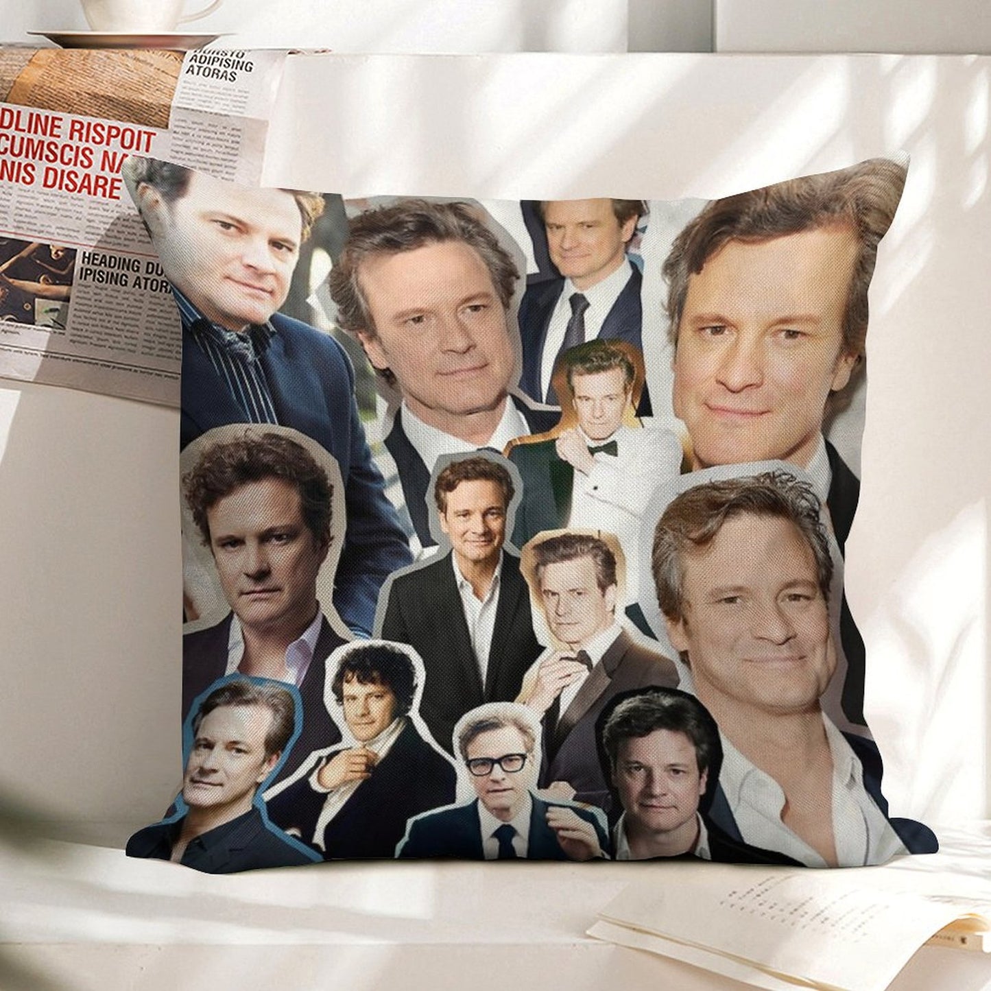 Colin Firth Linen Throw Pillow Cover
