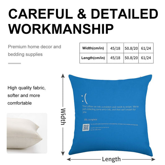 Windows BSOD (Blue Screen of Death) Linen Throw Pillow Cover
