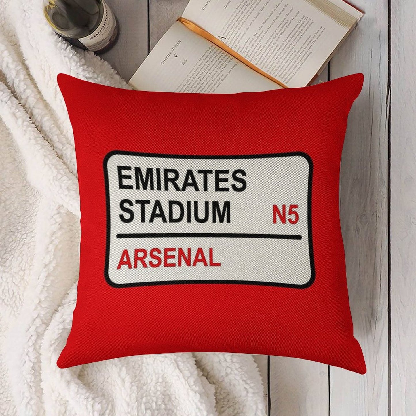 Emirates Stadium Football Sign Linen Throw Pillow Cover
