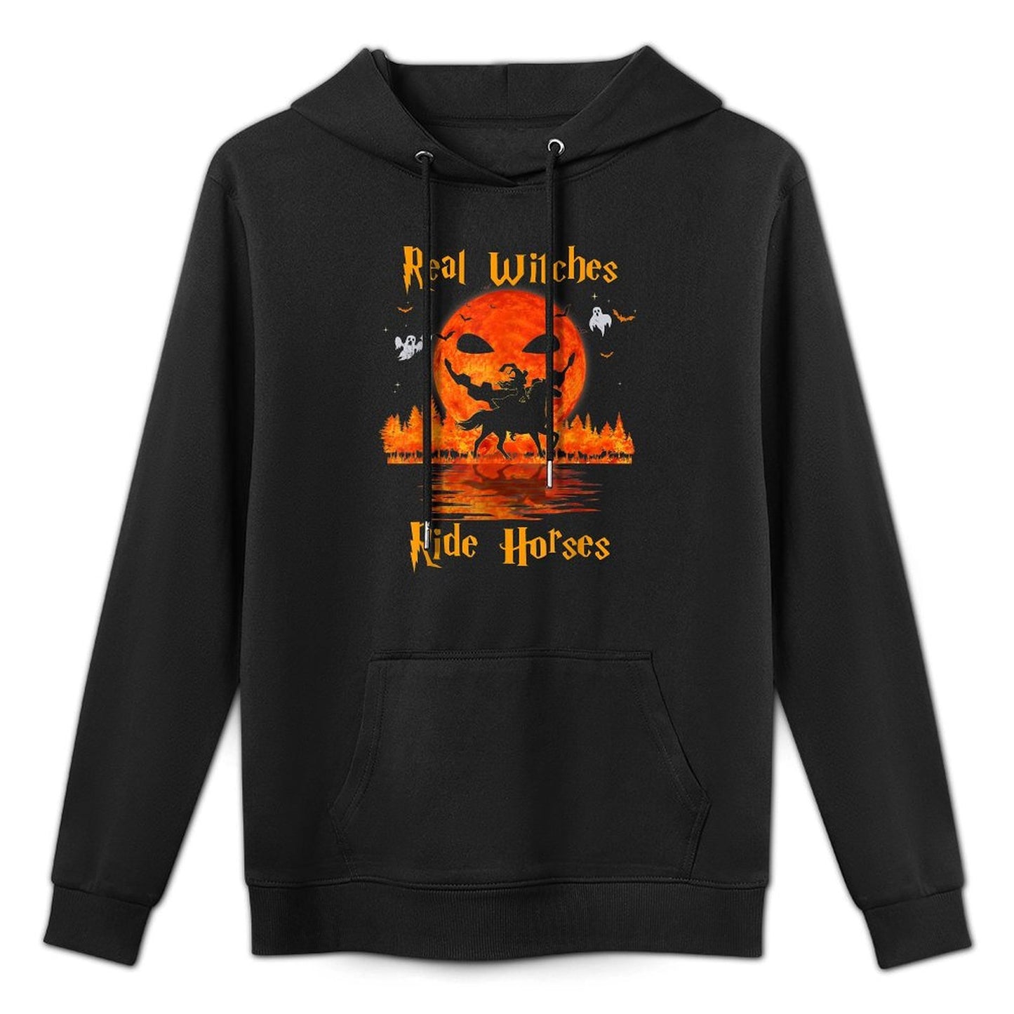 Real Witches Ride Horses Halloween Girl Riding Horse Lovers All-Day Comfort Hoodie