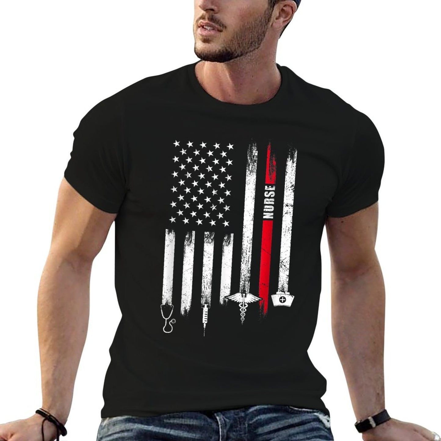 Funny American Flag Nurse Day Gift Idea T-Shirt