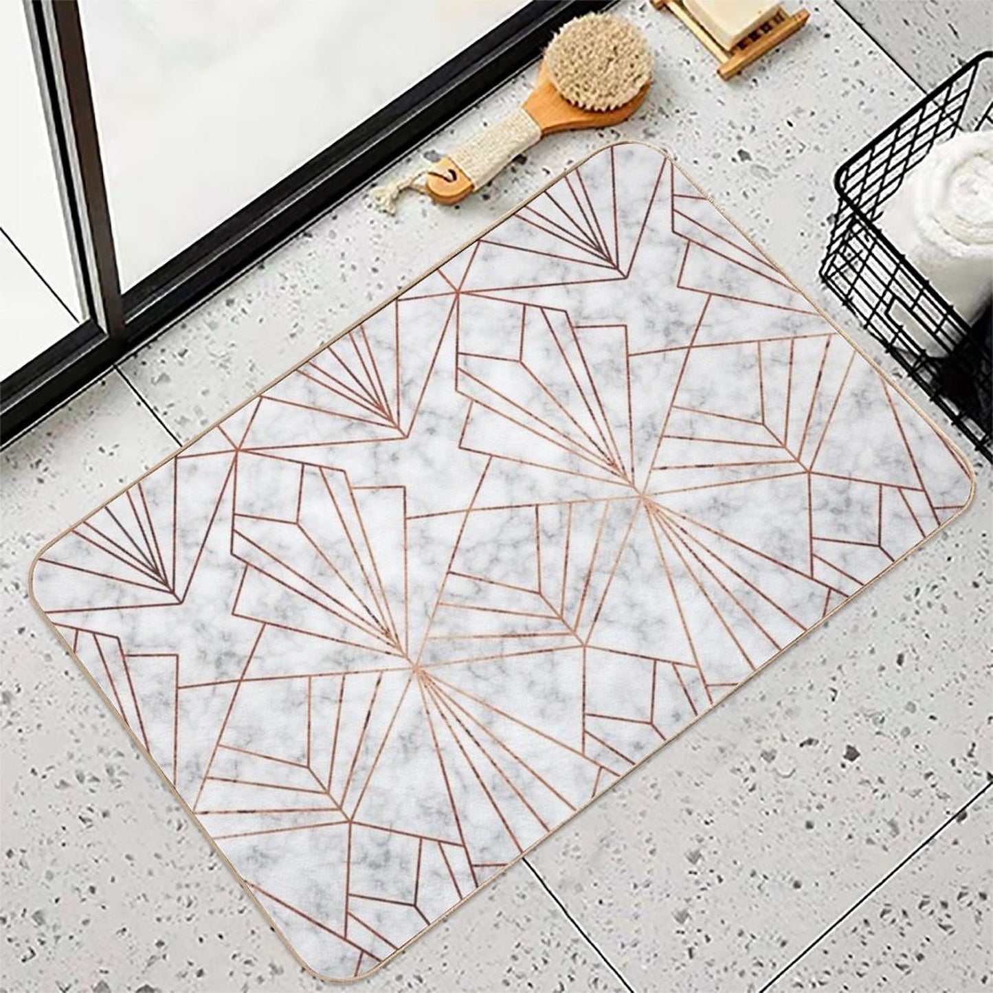 Art Deco Marble & Copper - Large Scale Bath Mat