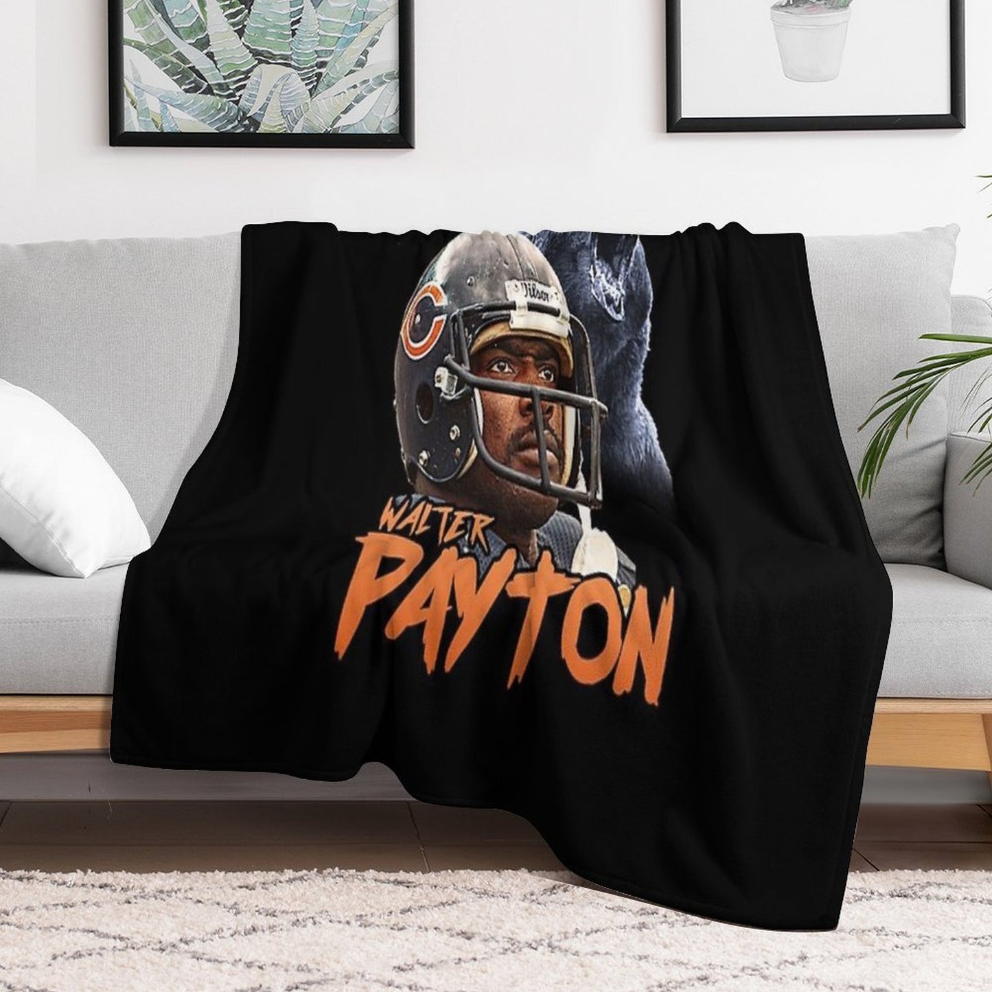 Walter Payton Vintage Chicago Bears Fan Design T-Shirt Throw Blanket