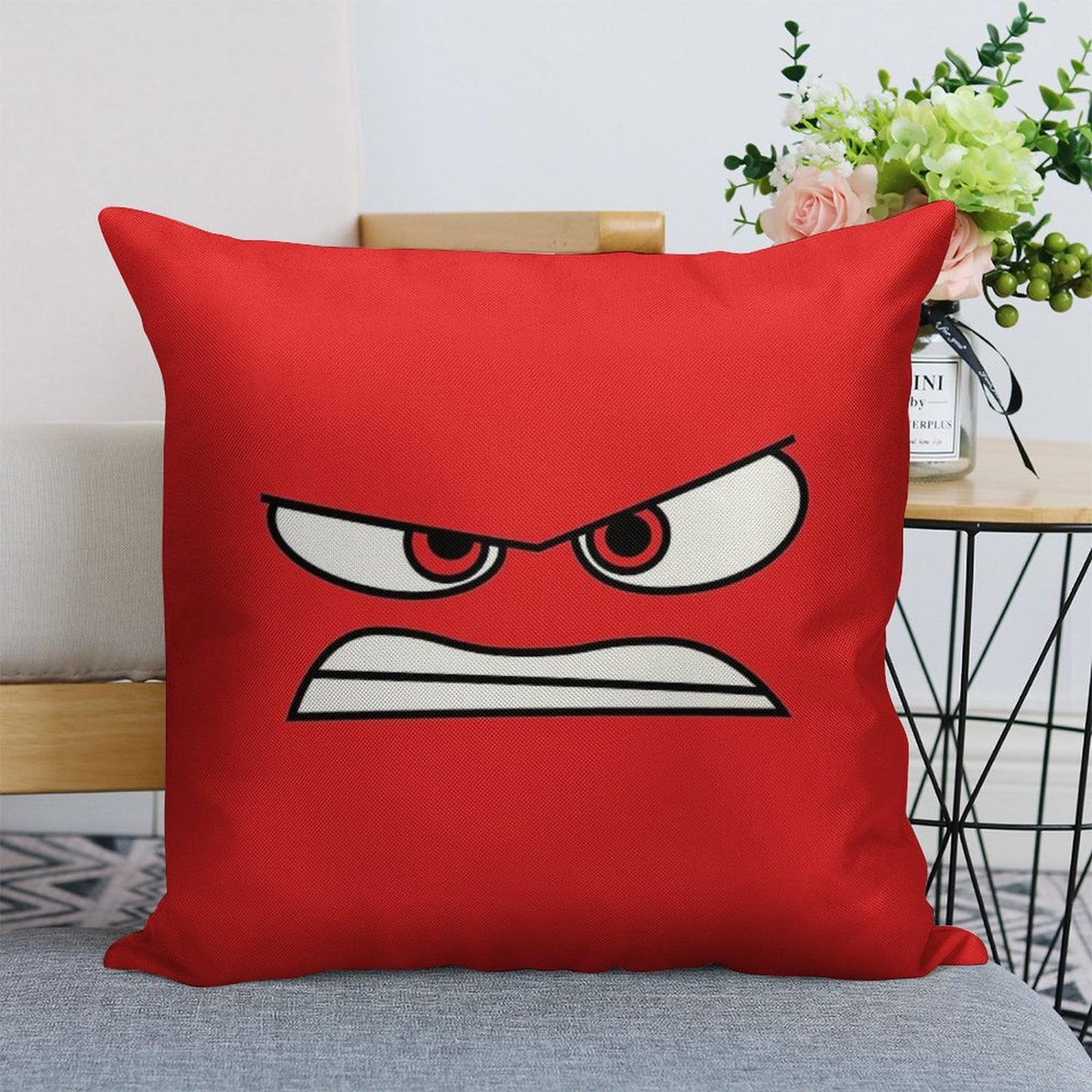 Anger (Inside Out) Version 2 Linen Throw Pillow Cover