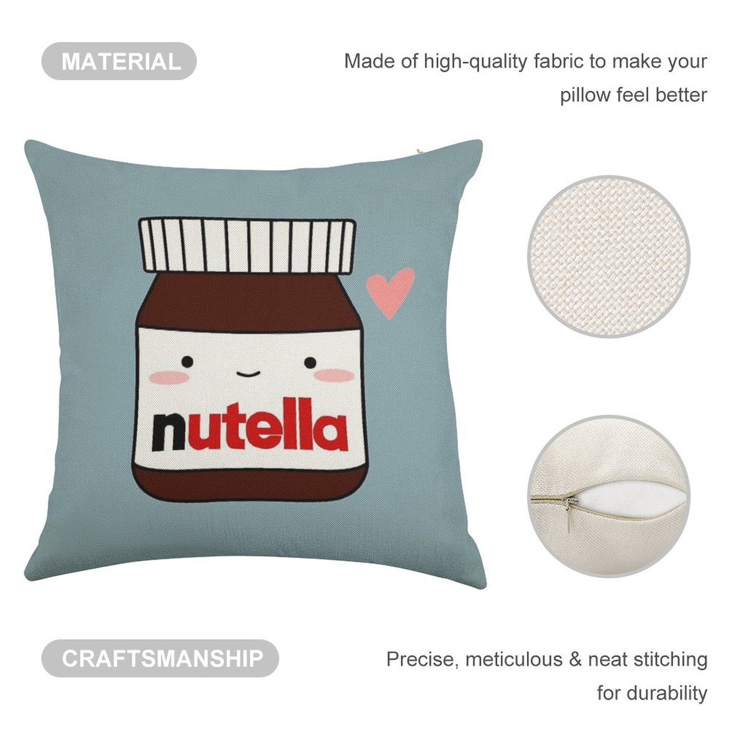 Cute Nutella Jar Linen Throw Pillow Cover