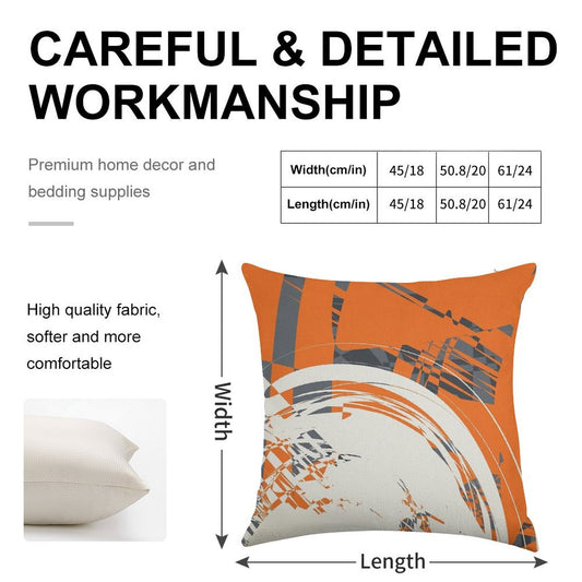 Orange Grey Linen Throw Pillow Cover