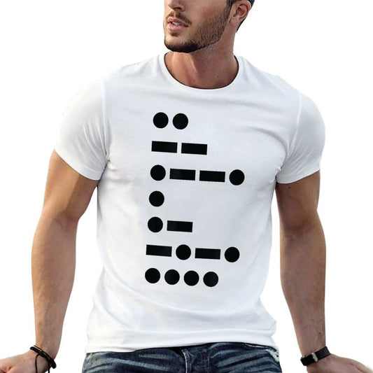 IMPEACH Trump Political in Morse Code High-quality Stitching T-Shirt