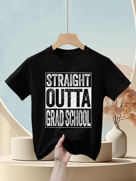 Straight Outta Grad School Boy Girl Graduation Kids T-Shirt