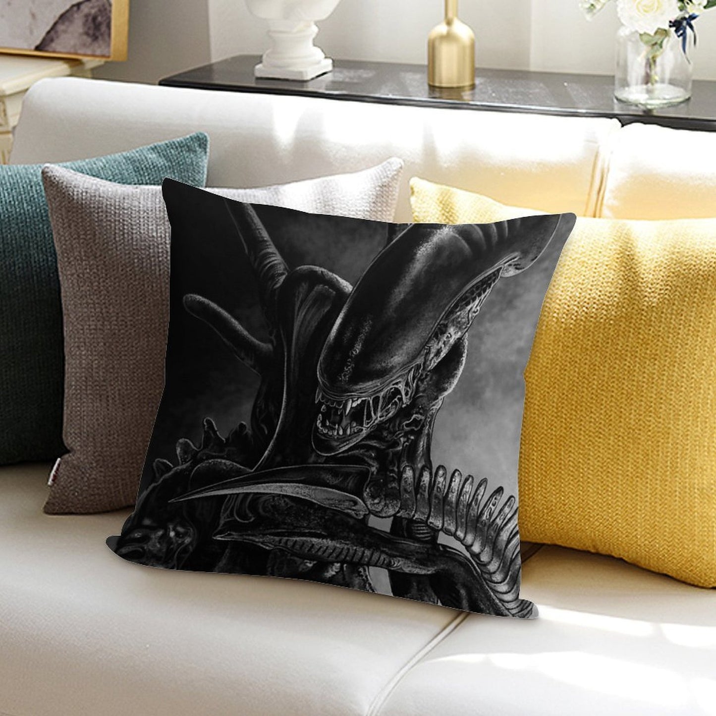 Xenomorph Soft Washable Throw Pillow