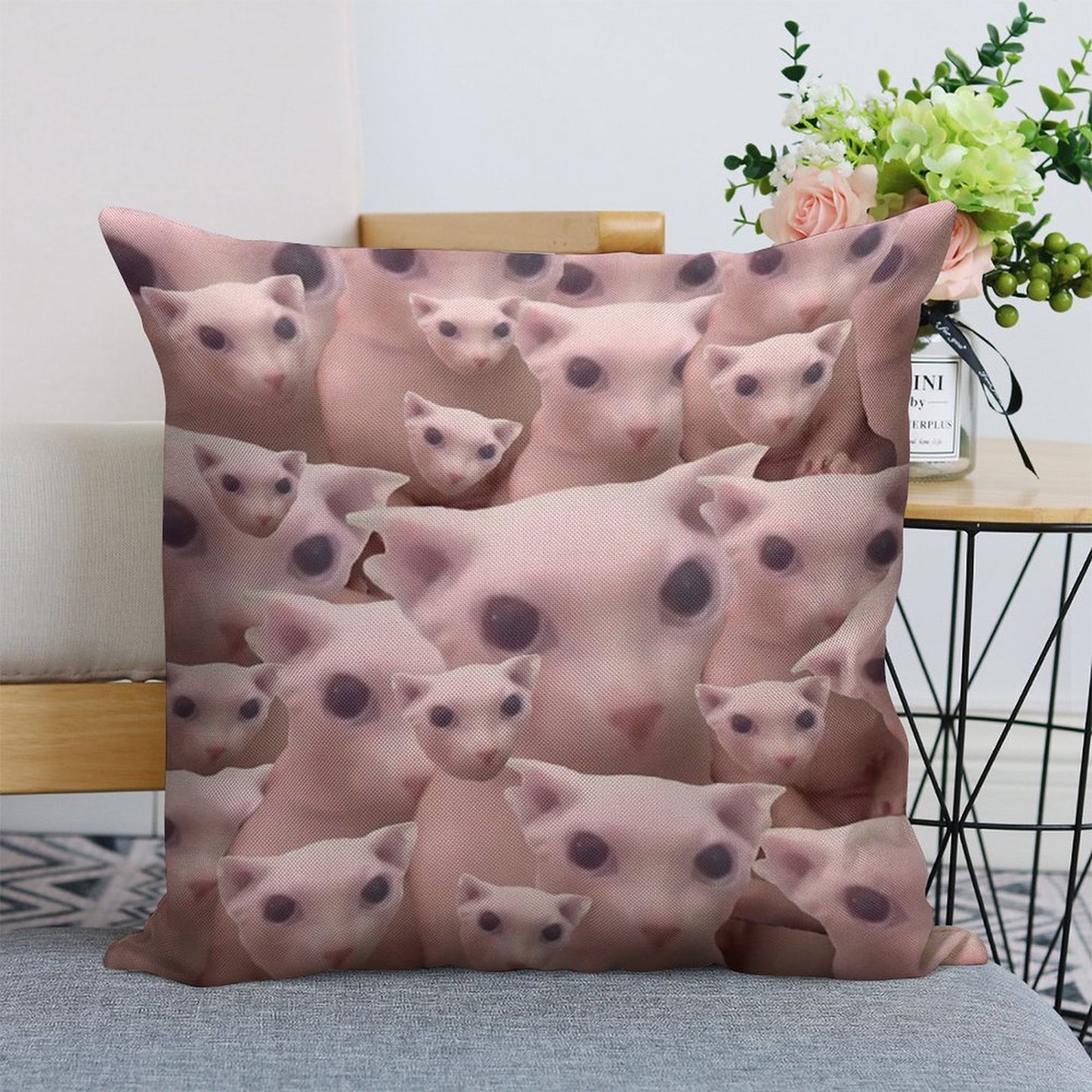 Bingus Pattern Linen Throw Pillow Cover