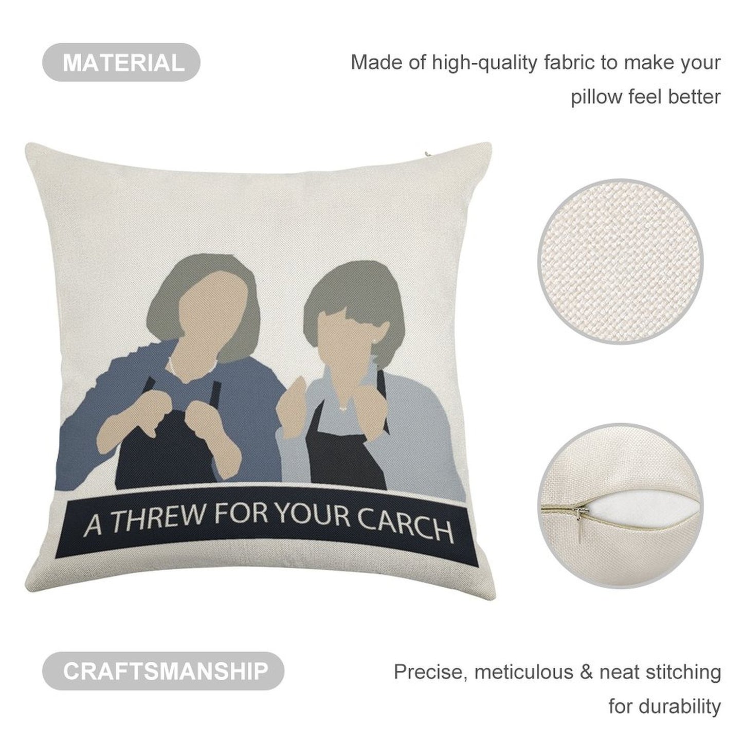 Prude And Trude - Kath And Kim Linen Throw Pillow Cover