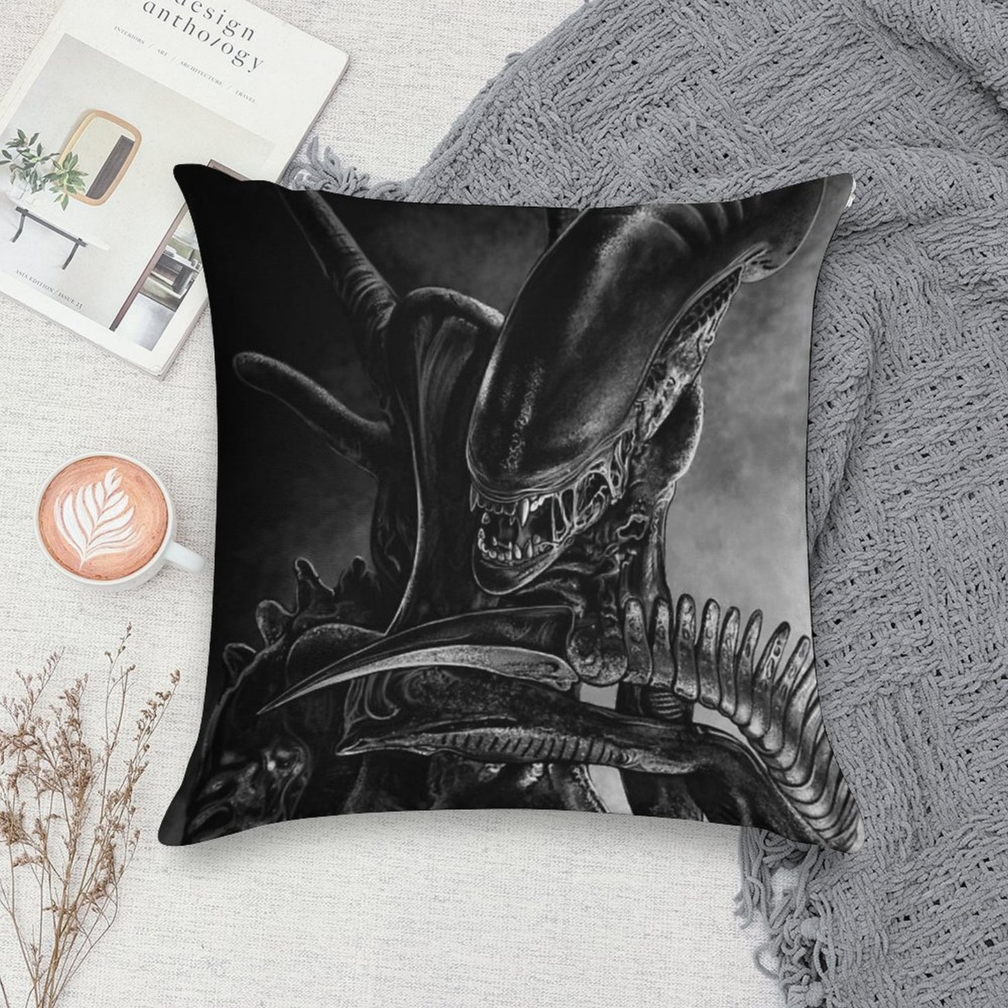 Xenomorph Soft Washable Throw Pillow