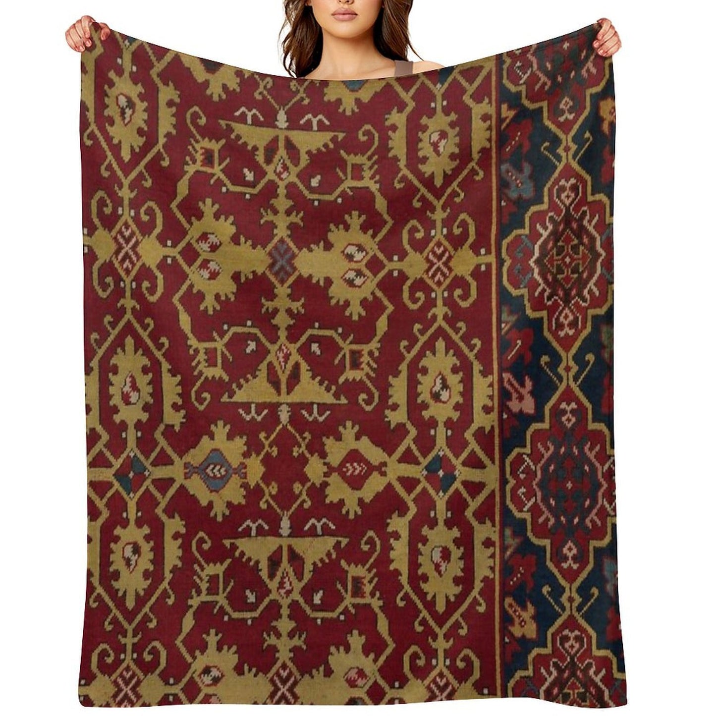 Vintage Oriental Carpet Throw Blanket