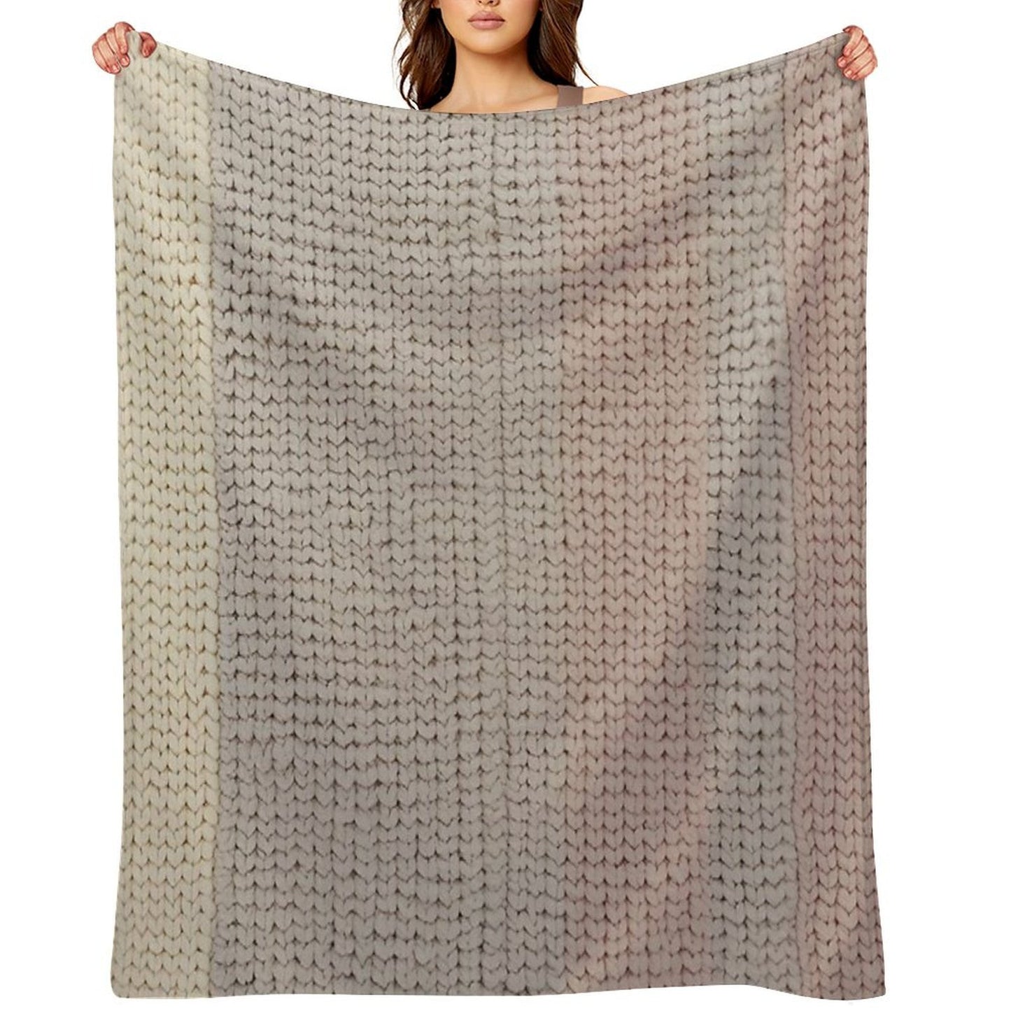 Pastel Knitted Texture in Soft Stripes Throw Blanket