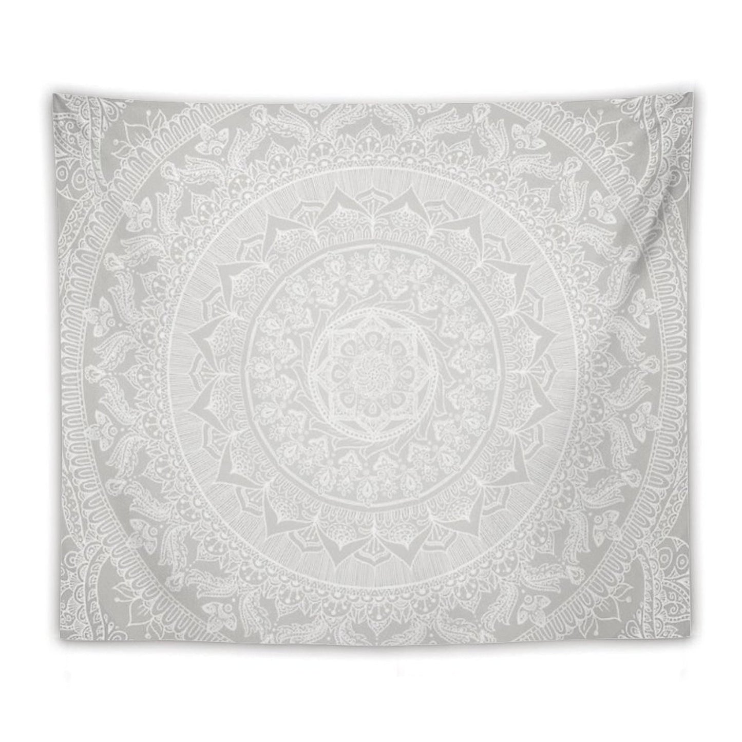 Mandala Soft Gray Tapestry